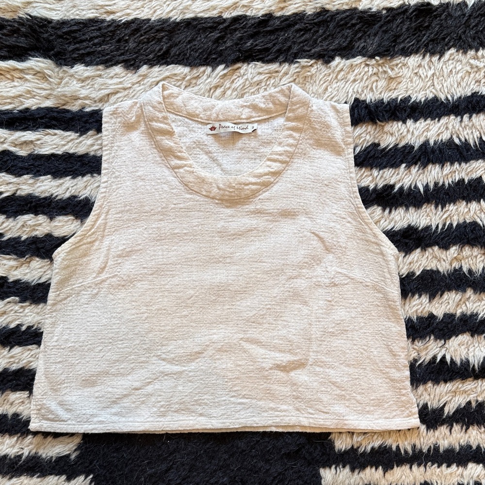 Cream Cotton Cropped Tank Top